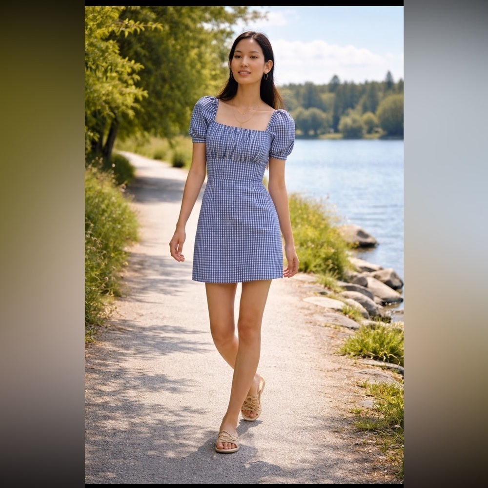 ANTHROPOLOGIE NWT Gathered Puff-Sleeve Lined Mini Dress Size XS.